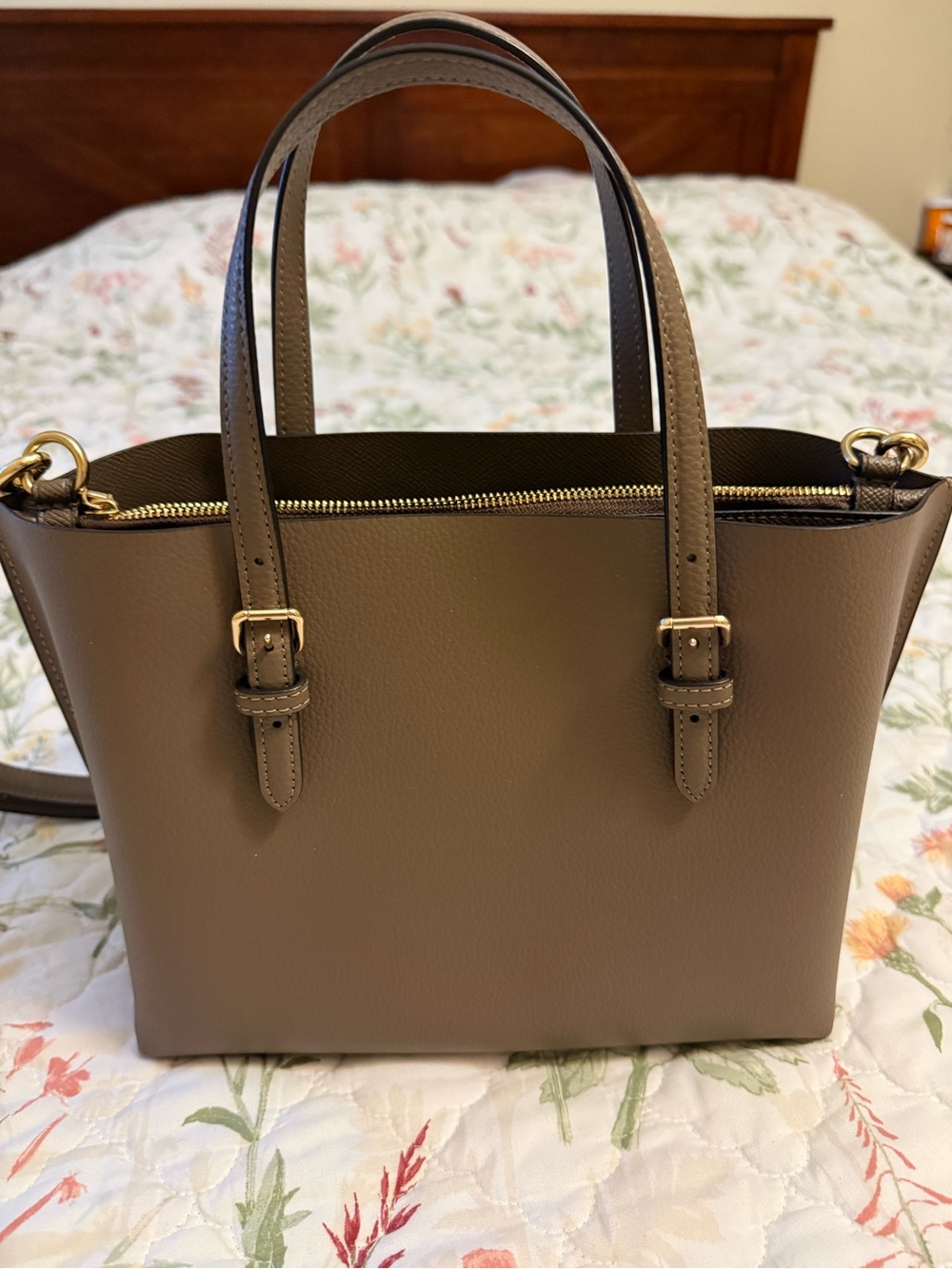 Coach Taupe Brown Leather Satchel with Gold Hardware - Picture 3 of 3